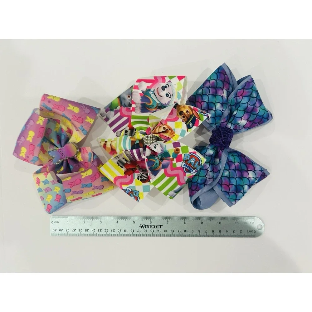 Lot of Girls Hair Bows - Medium/ Large - Mermaid , Paw Patrol‎ , Peeps Occasion